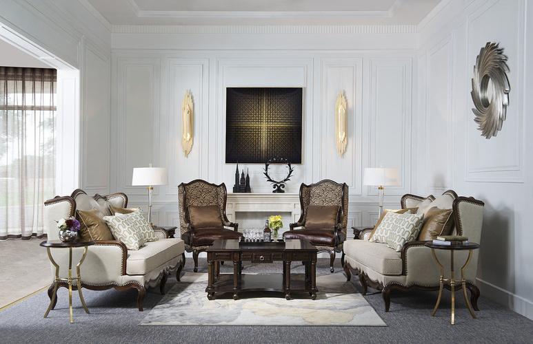 美式风格样板房客厅家具沙发茶几图片